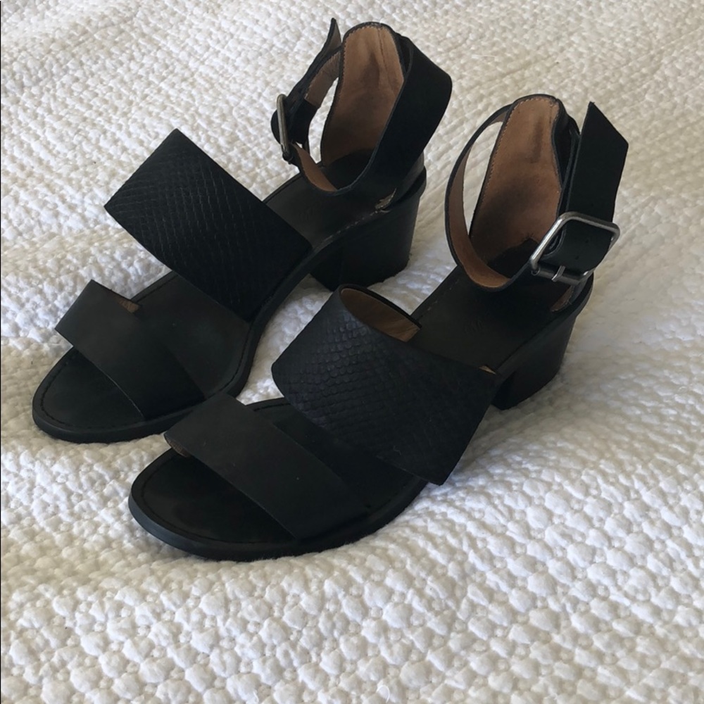 Madewell Size 7 Black Leather Sandal Heels